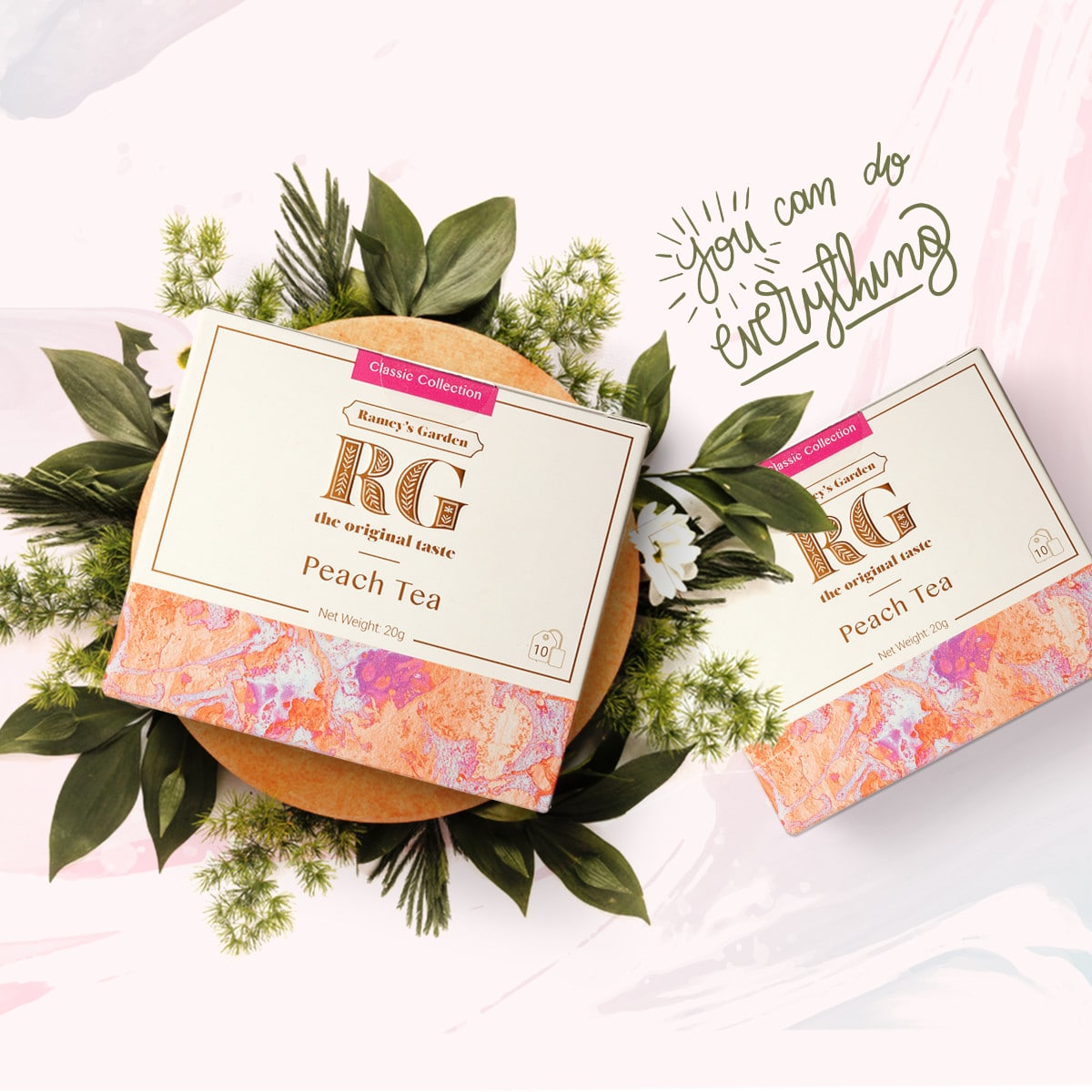 RG Ramey’s Garden peach tea gift boxes