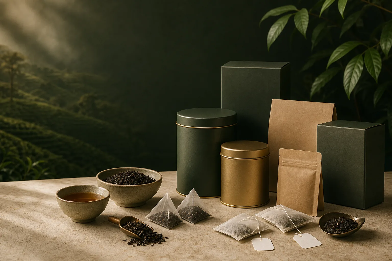 Unbranded tea packaging formats ready for private label development
